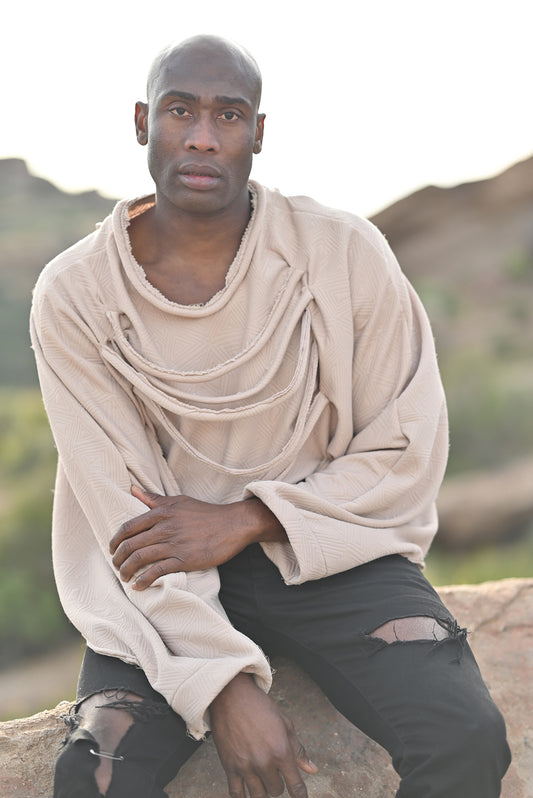 Seahorse Inspired Cord Drap Oversize Sweatshirt